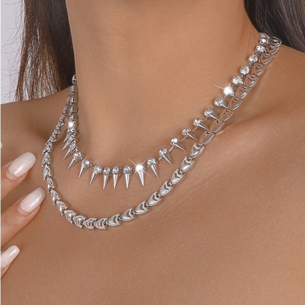 Rivet Rhinestone Necklace